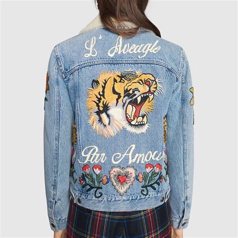 gucci denim jacket personalized|Gucci denim jacket price.